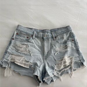 American Eagle Outfitters Blue Distressed Jean Shorts